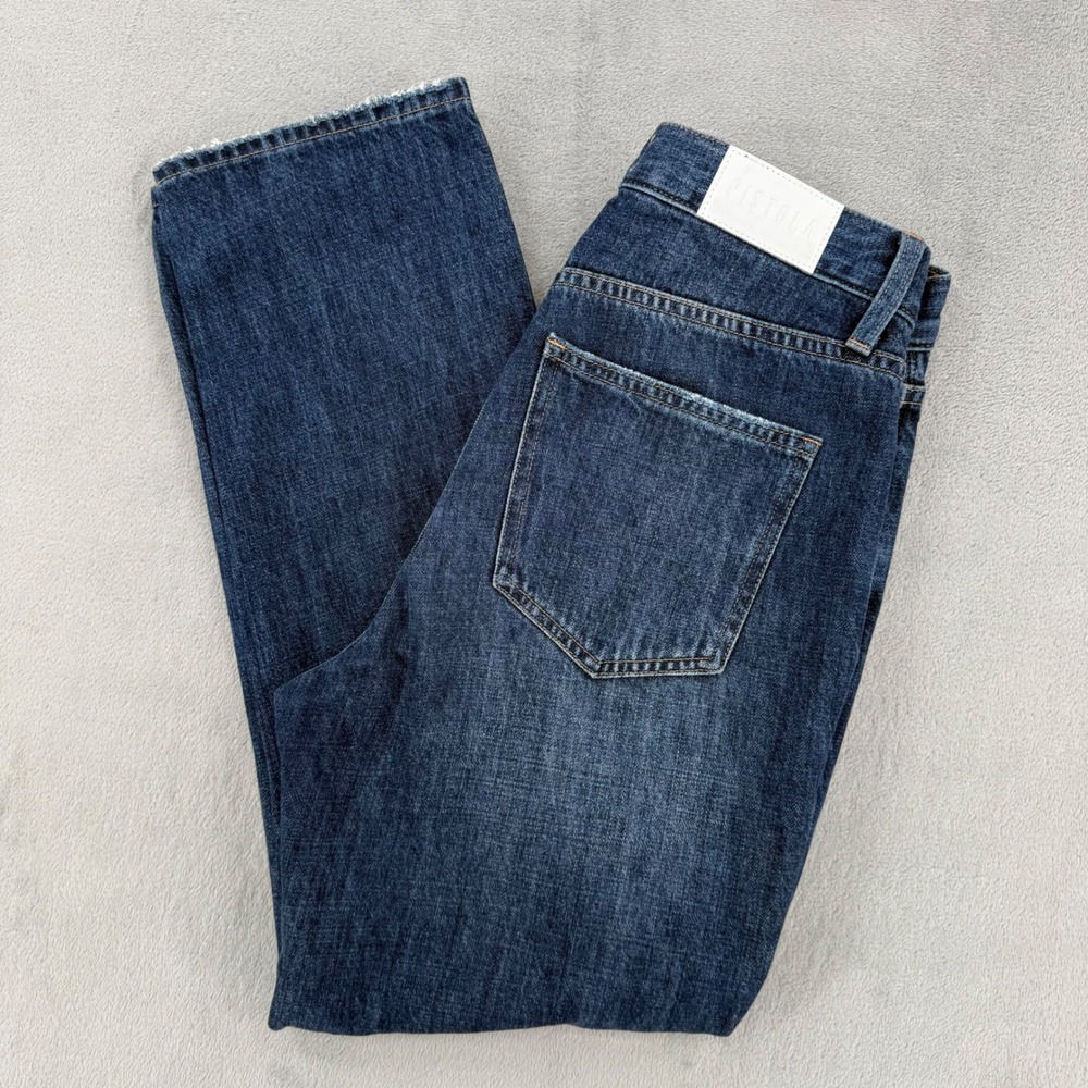 Pistola Jeans Womens Size 27 High Rise Straight Leg Dark Wash Blue Button Fly